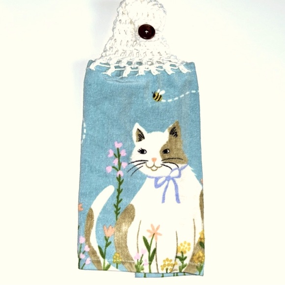 Hand Crafted Other - HAND CRAFTED Colorful  Cat Crochet Top Hanging Kitchen or Bathroom Hand Towel